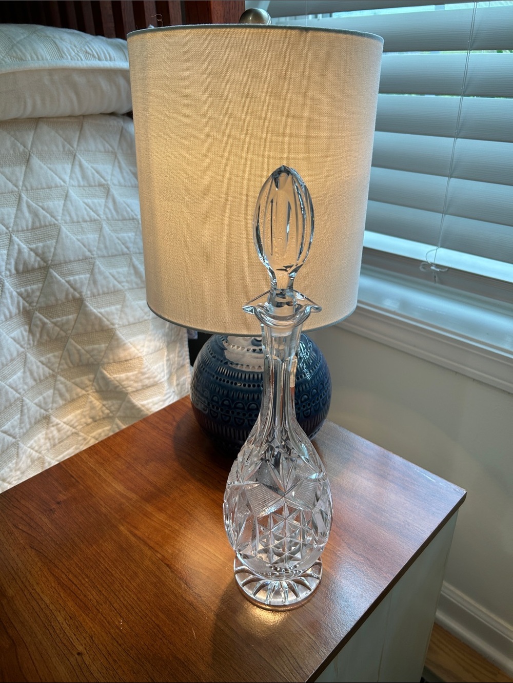 Vintage Lead Crystal Decanter H 16 Inches With Stopper One Chip Stopper See Pics